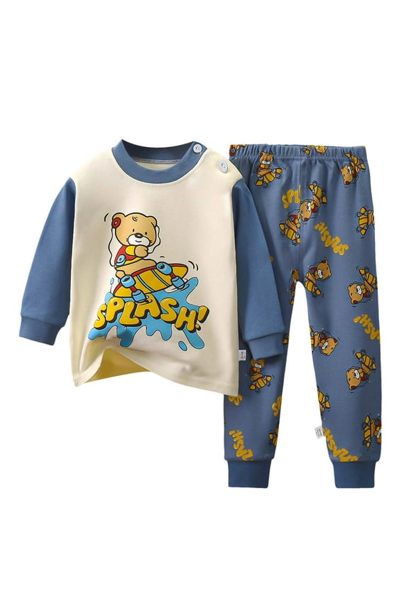 Pajamas for Girls Long Sleeve Pjs Cotton Pajama Giraffe Sleepwear Toddler Clothes Kids 2 Pieces Pjs Sets,Navy,5-6 Years