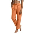thumbnail image 1 of Gibobby Pants Women, Fleece Sweatpants Drawstring Lounge Straight Leg Comfy PJ Soft Pajama Joggers with Pockets(Orange,4XL), 1 of 6