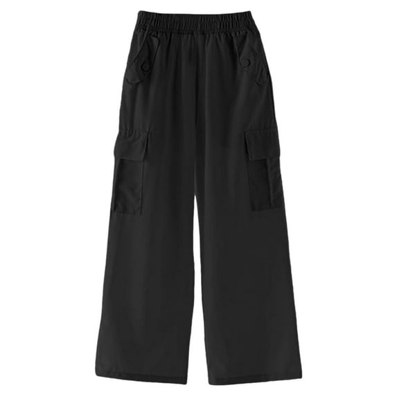 Gibobby Pants for Girls Girls Size 12 Jeans Girls Jeans Denim Elastic Wasit Wide Leg Baggy Pants Kids Clothes,Black,10-12 Years