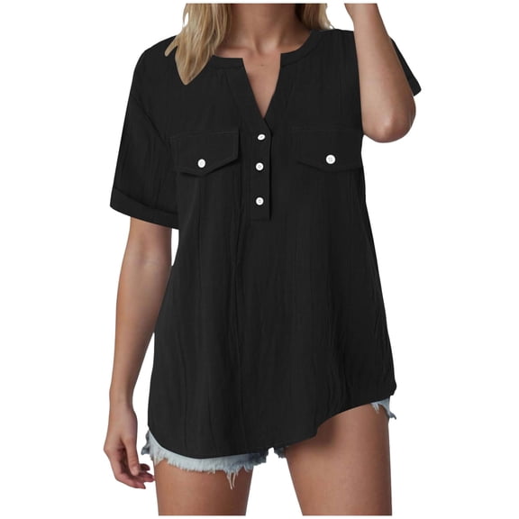 Gibobby Shirt for Women Short Sleeve Casual Button Up Shirts Summer Outfits Tropical Flamingo Shirts(Black,M)
