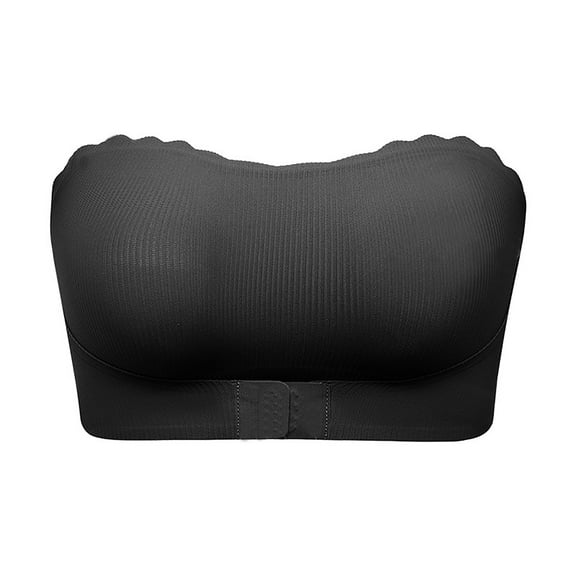 Gibobby Strapless Bras for Women Non-Slip Silicone Bandeau Bra Comfortable Bra(Black,M)