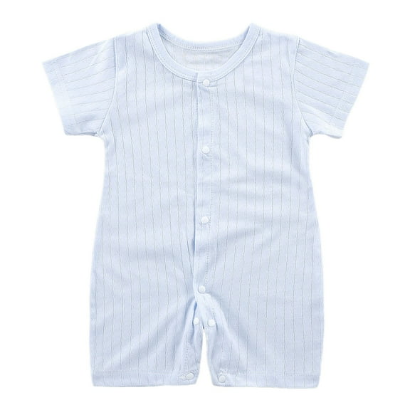 Gibobby Summer Baby Boy Cotton Linen Jumpsuit Short Sleeve Button Up Playsuit Romper One Piece Outfit(Blue,18-24 Months)