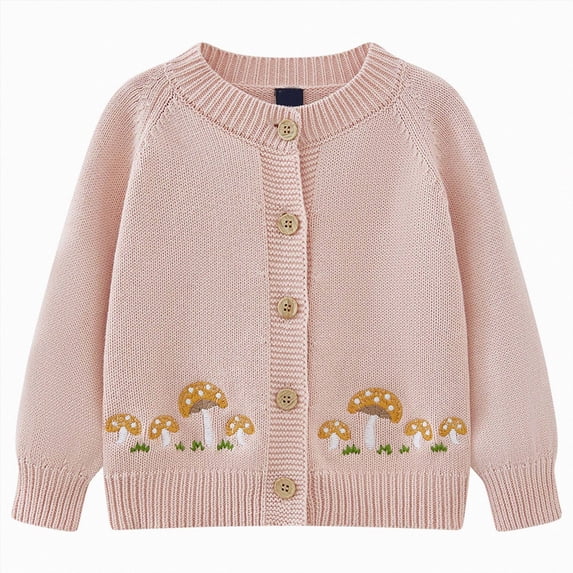 Gibobby Sweater Baby Boys Girls Button-Up Cardigan Crew Neck Long Sleeve 12 Months 2t 3t 4t Toddler Knit Sweater(3-4 Years,Pink)