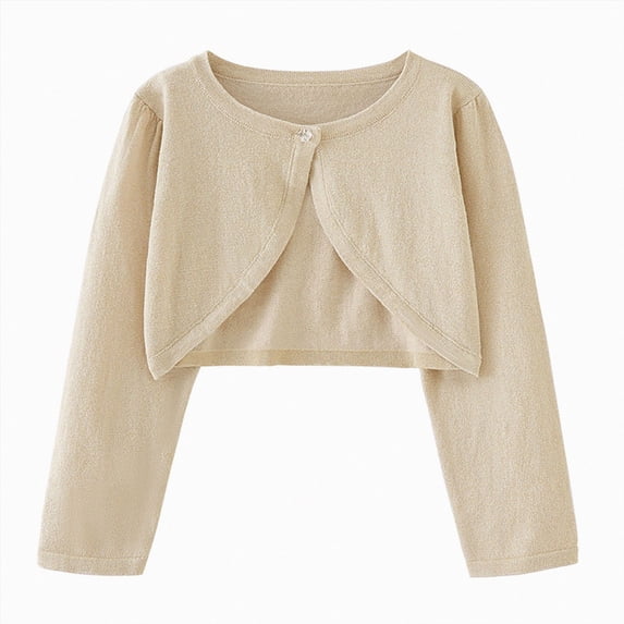 Gibobby Sweater Girls Long Sleeve Knitted Cardigan Sweaters with Bowknot Button Closure 12 Months 2t 3t 4t Kids Sweater Jacket Outwear(7-8 Years,Khaki)