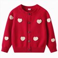 thumbnail image 1 of Gibobby Sweater Girls Long Sleeve Knitted Cardigan Sweaters with Bowknot Button Closure 12 Months 2t 3t 4t Kids Sweater Jacket Outwear(3-4 Years,Red), 1 of 5