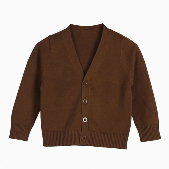 Gibobby Sweater Toddler Girls Sweaters Knitted Cotton Crew Neck Long Sleeve Fall Winter Cardigan Tops for Kids Girls Boys(7-8 Years,Brown)