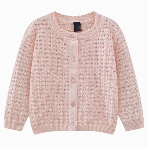 Gibobby Sweater Unisex Boys Girls Back to School Button-Up Basic Crew Neck Solid Cardigan 1t 2t 3t 4t 5t Toddler Cotton Knit Sweater(3-4 Years,Pink)