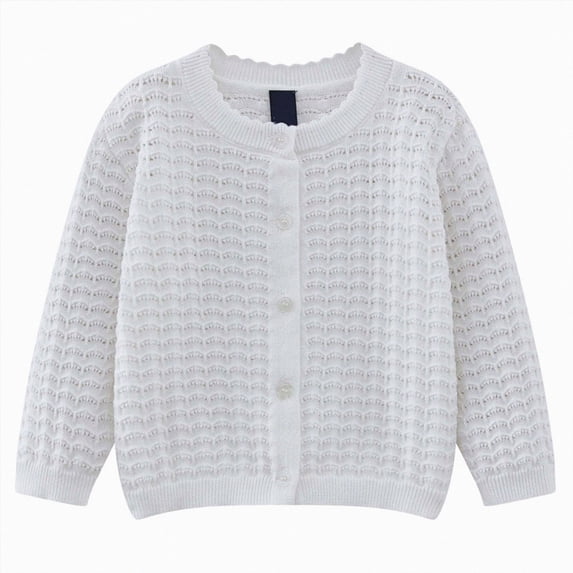 Gibobby Sweater Unisex Boys Girls Back to School Button-Up Basic Crew Neck Solid Cardigan 1t 2t 3t 4t 5t Toddler Cotton Knit Sweater(3-4 Years,White)