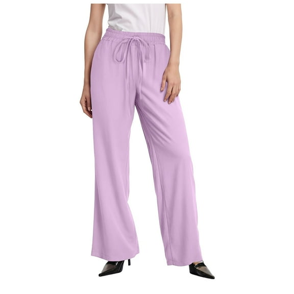 Gibobby Sweatpants Women Wide Leg Elastic High Waisted Drawstring Athletic Gym Trousers with Pockets(Light Purple,S)