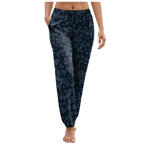 Gibobby Thermal Lined Women's Winter Pants Womens Straight Leg Sweatpants Baggy Trousers High Waisted Joggers Pants with Pockets(Navy,XL)