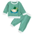 thumbnail image 1 of Gibobby Toddler Baby Boy Clothes Set Letter Print Long Sleeve Sweatshirt Top Jogger Pants Cute Newborn Infant Fall Winter Outfit(Green,12-18 Months), 1 of 7