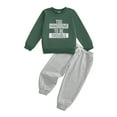 thumbnail image 1 of Gibobby Toddler Baby Boy Fall Winter Clothes Letter Graphic Long Sleeve Sweatshirt Pullover Tops + Joggers Pants Outfit Set(Green,3-4 Years), 1 of 5