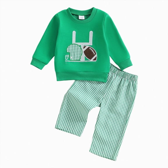 Gibobby Toddler Baby Boy Outfits Long Sleeve Contrast Color Sweatshirt Solid Pants Autumn Winter Clothes Set(Green,0-6 Months)