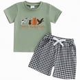 thumbnail image 1 of Gibobby Toddler Baby Boy Summer Outfit Cute T-Shirt Plaid Shorts Set 6 12 18 Months 2T 3T 4T 5T 6T Summer Outdoor Clothes for kids(12-18 Months,Green), 1 of 6