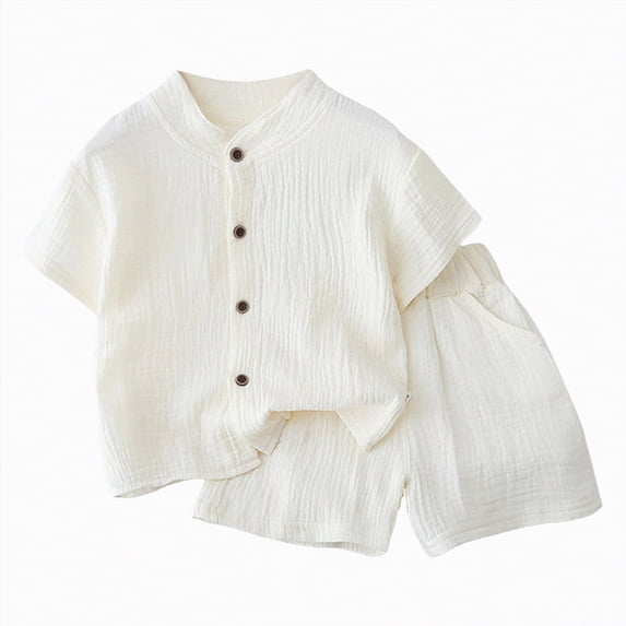 Gibobby Toddler Baby Boys Summer Outfits Solid Color Short Sleeve T-shirt and Casual Elastic Shorts 2Pcs Set Clothes For 6-12 Months 2t 3t 4t 5t 6t Children Dailywear(3-4 Years,Beige)