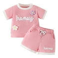 thumbnail image 1 of Gibobby Toddler Baby Girl Clothes Contrast Color Summer Outfit Short Sleeve T Shirt Tops and Casual Shorts Infant Set(Pink,2-3 Years), 1 of 9