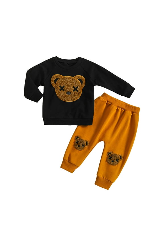 Toddler Baby Girl Fall Winter Outfit Mamas Girl Long Sleeve Pullover Sweatshirts Jumper Pants Clothes Set(Black,5-6 Years)