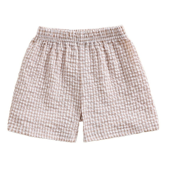 Gibobby Toddler Baby Girl Shorts Casual Summer Gingham Plaid Elastic Waist Ruffle Hem Shorts Bottoms(Khaki,18-24 Months)