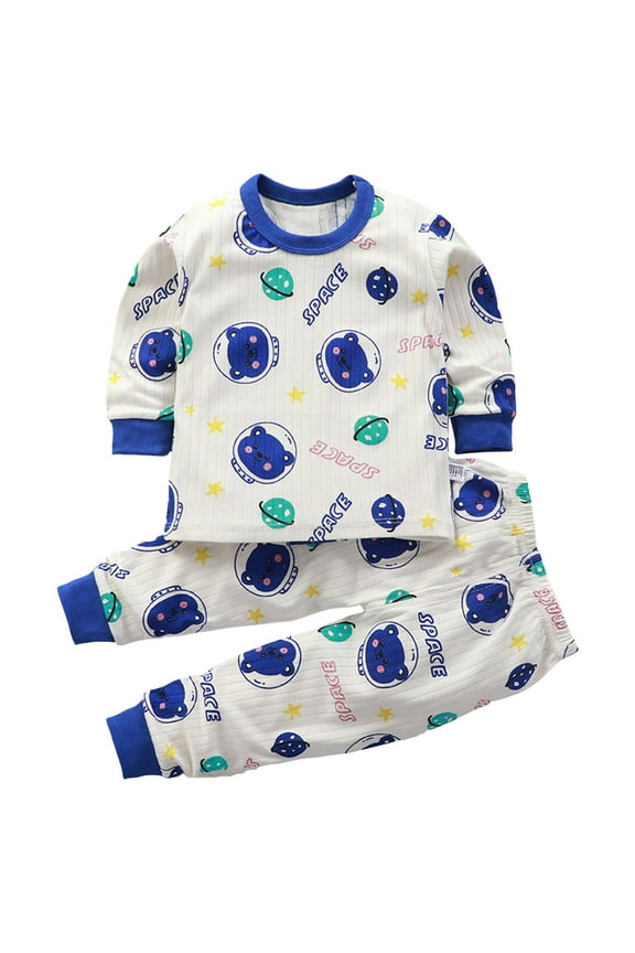 Toddler Baby Girls Boys Pajamas Little Kids Cartoon Bunny Cotton Long Sleeve Pj's Clothes Sleepwear,Blue,12-18 Months