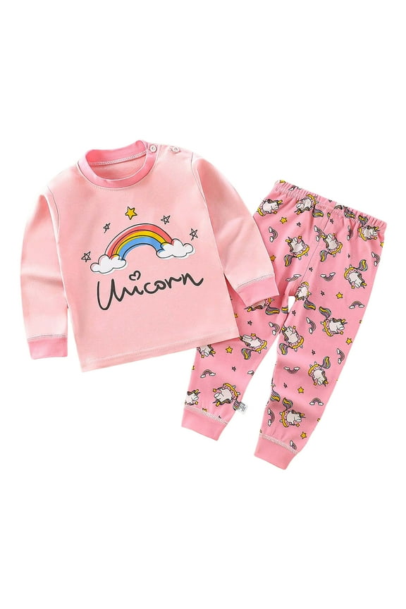 Toddler Baby Girls Boys Pajamas Little Kids Cartoon Bunny Cotton Long Sleeve Pj's Clothes Sleepwear,Pink,18-24 Months