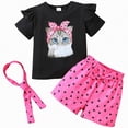 thumbnail image 1 of Gibobby Toddler Baby Girls Summer Clothes Smocked Short Sleeve T-Shirt Tops Ruffled Plaid Short Sets Cute Outfits 2Pcs,5-6 Years,Hot Pink, 1 of 6