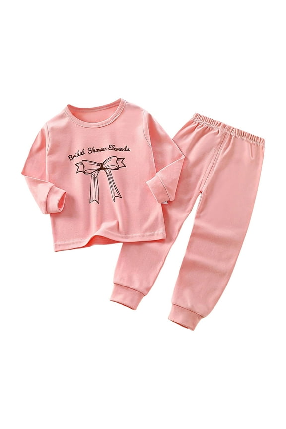 Toddler Baby Girls Warm Cotton 2-Piece Long-Sleeve T-Shirt Soft Pants Snug-Fit Winter Jammies, Cute Bunny Sleepwear,Pink,2-3 Years