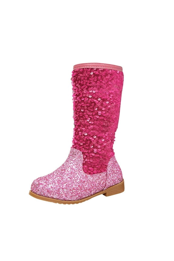 Toddler Big Kid Girl's Faux Lined Knee High Winter Riding Boots Thigh Boot Pointed Stretch Over The Knee Boots(Hot Pink,10)