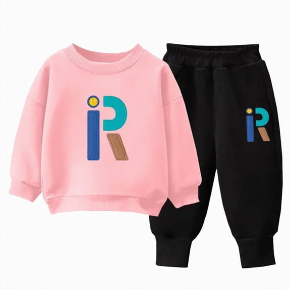 Gibobby Toddler Boy Clothes Boy Fall Winter Outfit School Casual Long Sleeve Letter Sweatshirt Plaid Jogger Pants Set 2T 3T 4T 5T 6T 7T 8T 9T Little Boys Winter Outfits Clothes(3-4 Years,Pink)