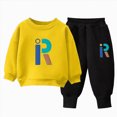thumbnail image 1 of Gibobby Toddler Boy Clothes Boy Fall Winter Outfit School Casual Long Sleeve Letter Sweatshirt Plaid Jogger Pants Set 2T 3T 4T 5T 6T 7T 8T 9T Little Boys Winter Outfits Clothes(3-4 Years,Yellow), 1 of 6