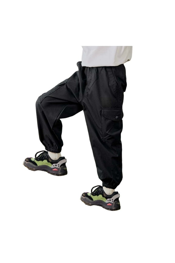 Toddler Boy Girl Casual Basic Plain Soft Pant Baby Autumn Fall Comfy Cotton Linen Bloomers Pants(Black,4-5 Years)