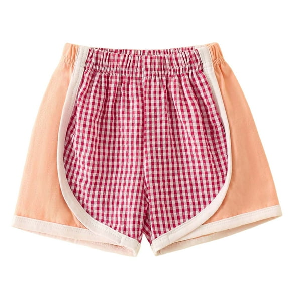 Gibobby Toddler Boy Girl Plaid Shorts Casual Summer Gingham Shorts Elastic Waist Beach Shorts Bottoms Boxers Streetwear(Red,18-24 Months)