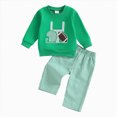 thumbnail image 1 of Gibobby Toddler Boy Hunting Clothes Long Sleeve Embroidery Crewneck Sweatshirt Pants Set Fall Outfit(Green,6-12 Months), 1 of 8