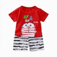 thumbnail image 1 of Gibobby Toddler Boy Outfits Clothes Children's Summer Tropical Printed Short Sleeve Training 1t 2t 3t 4t 5t 6t New Born for Twins Kids Casual 2-Piece Set(18-24 Months,Red), 1 of 4
