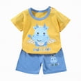 thumbnail image 1 of Gibobby Toddler Boy Summer Outfits for Boys Toddler Kids Baby Boy Summer Clothes Sets Carton Print 2t 3t 4t 5t 6t 7t Short Sleeve Tops Shorts Outfits(7-8 Years,Yellow), 1 of 4