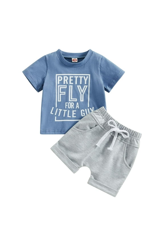 Toddler Boys Baby Boy Clothes Toddler Boy Summer Outfits Short Sleeve Patchwork Top T shirt Pocket Shorts Set 2 Piece 12 Months 4T(6-12 Months,Blue)