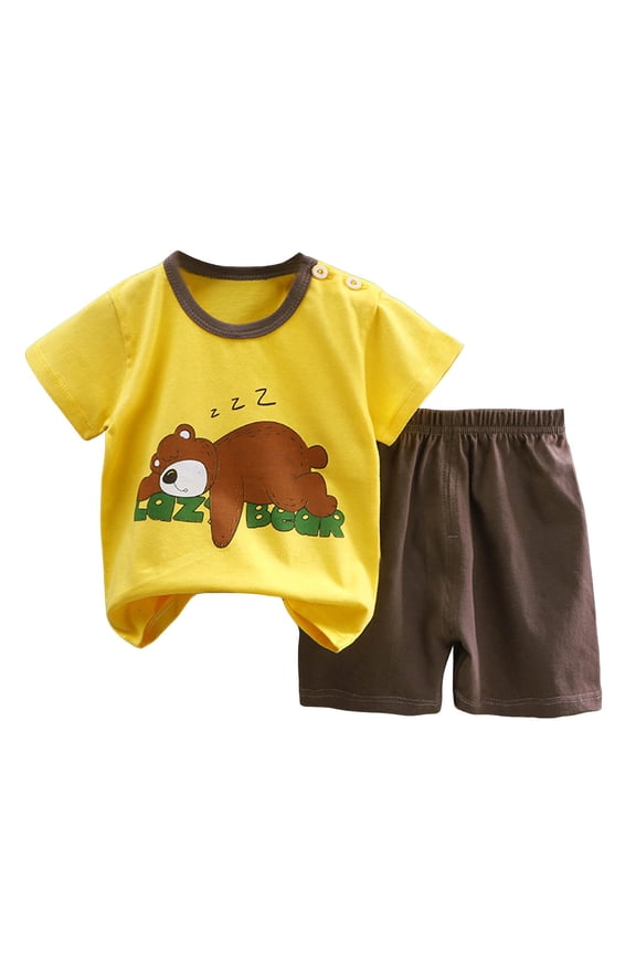 Toddler Boys Baby Toddler Boy Summer Outfit Little Dude Emboridery Tshirt Clothes 6 12 18 Months 2 3 4 T Short Set(9-18 Months,Yellow)