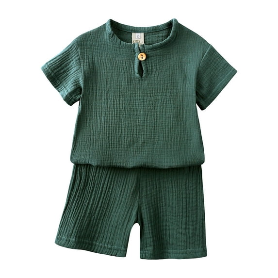Gibobby Toddler Boys Baby Toddler Boy Summer Outfits 6 12 18 24 Months 2T 3T 4T Short Sleeve Contrast Color T Shirt + Shorts Set Clothes(3-4 Years,Green)