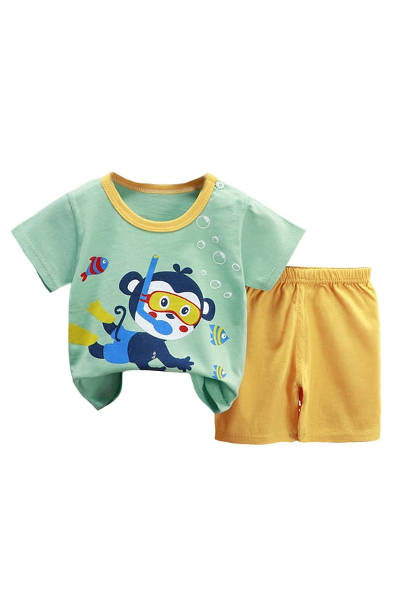 Toddler Boys Boy Boy Girls Toddler Summer Outfit Striped T shirt Toddler Boy Summer Clothes 6 12 18 Months 2 3 4 5 T Short Set(18-24 Months,Mint Green)
