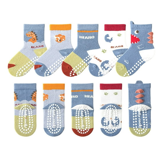 Gibobby Toddler Boys Girls Socks Baby Boys Girls Toddlers Grips Socks Kids Non Skid Anti Slip Cotton Crew Socks(1-3 Years,D)