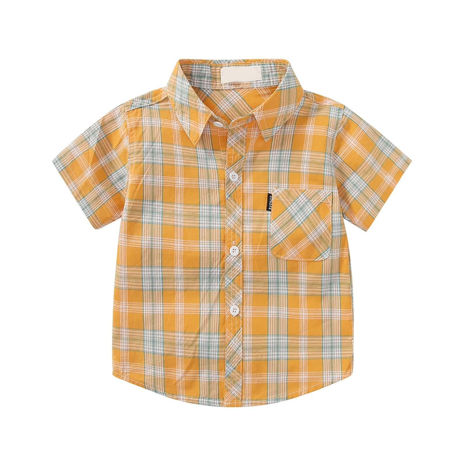 Campana Boys Yuki Short Sleeve Cotton Shirt - Tropical Print - White & Blue