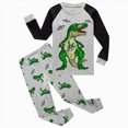 thumbnail image 1 of Gibobby Toddler Boys Pajamas Boy'S Pajama Sets Soft Long Sleeve 2 Piece Sleepwear Sets Cute Print Boys Pajamas For Boy Casual Kids Sleepwear Toddler Boys Clothes,Grey,Size 6-7 Years, 1 of 9
