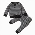 thumbnail image 1 of Gibobby Toddler Boys Pajamas Boy Striped Pajamas Set 2-Piece 1t 2t 3t 4t 5t Long Sleeve Soft Sleepwear Soft Fall Winter Pjs for Boys Toddler Boys Clothes,Black,Size 2-3 Years, 1 of 4