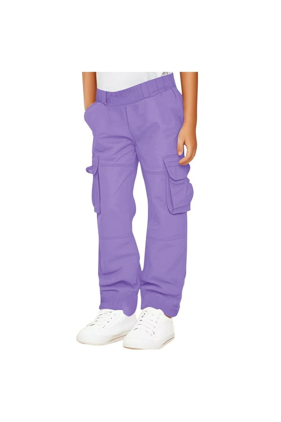 Toddler Boy Girl Cartoon Pattern Sweatpants Cotton Drawstring Elastic Waist Sport Jogger Pants with Pocket(Light Purple,7-8 Years)