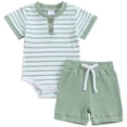 thumbnail image 1 of Gibobby Toddler Boys Summer Toddler Boys Outfits Kids Baby Unisex Spring Print Short Sleeve Sports Tshirt Shorts Outfits Clothes(12-18 Months,Light Green), 1 of 8