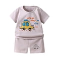 thumbnail image 1 of Gibobby Toddler Boys Summer Toddler Boys Outfits Kids Baby Unisex Spring Print Short Sleeve Sports Tshirt Shorts Outfits Clothes(6-12 Months,Grey), 1 of 4