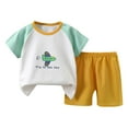 thumbnail image 1 of Gibobby Toddler Boys Toddler Baby Boy Summer Outfits Short Sleeve Embroidered T Shirt Tees + Striped Plaid Shorts Infant Clothes Set(5-6 Years,Light Green), 1 of 3