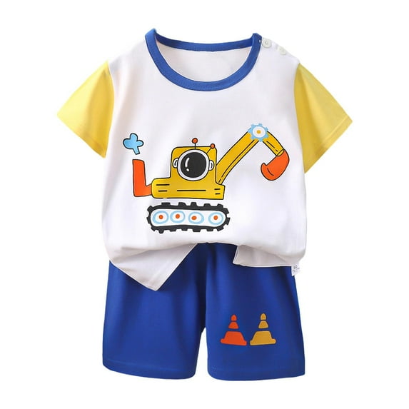 Gibobby Toddler Boys Toddler Baby Boys Summer Outfits 6 9 12 18 24 Months 2T 3T Patchwork Crew Neck Short Sleeve T Shirts Elastic Waist Shorts 2Pcs Clothes Set(18-24 Months,Yellow)