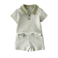 thumbnail image 1 of Gibobby Toddler Boys Toddler Boy Summer Outfits Short Sleeve Button UP T Shirt Tops Casual Shorts Sets Baby 2T 3T 4T 5T Clothes Toddler Boy Summer Outfits 2PC(18-24 Months,Green), 1 of 9