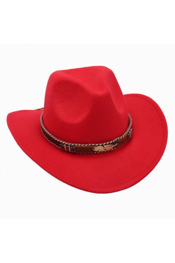 Toddler Cowboy Hat Western Cowgirl Hat Unisex For 3-8 Years Boys Girls Kids Classic Ranch Cowboy Hat Outdoor Dress Up Cap,Red