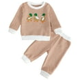 thumbnail image 1 of Gibobby Toddler Girl Clothes Sets- Letter Graphic Print Sweatshirt and Leggings Outfit Set- Spring Fall Outfits for Girls(Brown,18-24 Months), 1 of 7